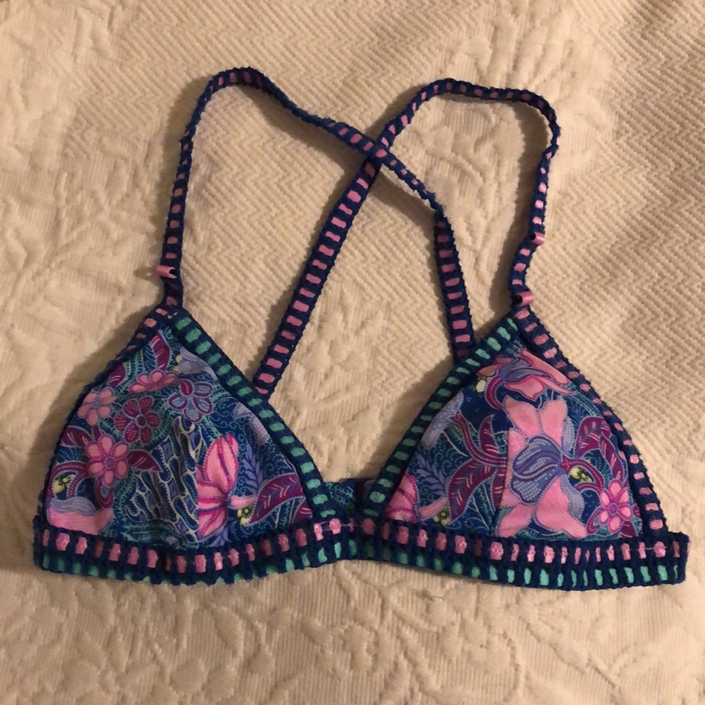 Victoria’s Secret Floral Ribbon Strap Bikini Top